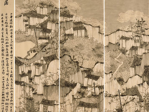 杜艳作品 山水画 国画民居作品 工笔画 写意画