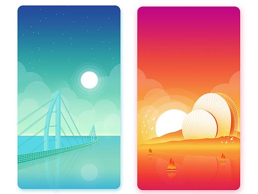 大橋和夕陽（個人主頁-ZMjAxNDUyMDg=） - 藝術(shù)插畫 - 站酷設(shè)計師anpei安原創(chuàng)素材 - 站酷ZCOOL