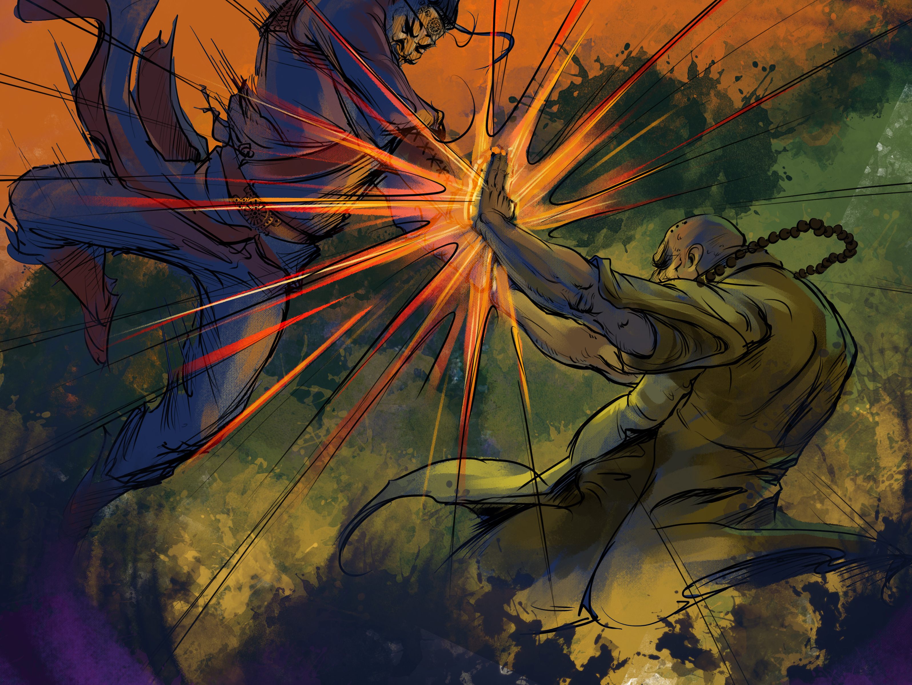 为电影《喜乐长安》绘制的一组港漫武侠风格的插图_苗壮-站酷zcool