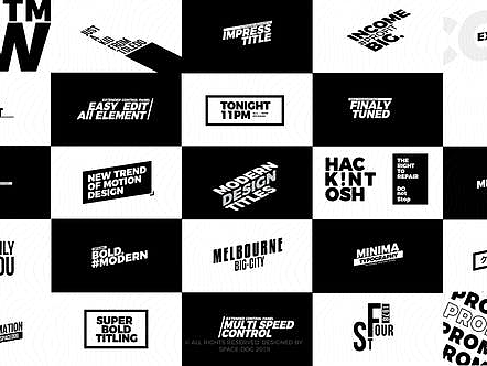 AE模板|高级黑白动态动画文字大标题排版产品广告片头