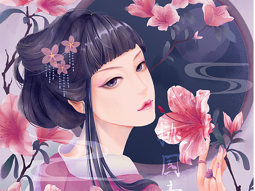 古风仕女与花之美妆营销