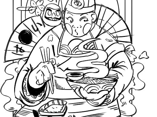 日料店内贴图插画设计