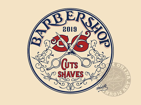 kustom china 设计 美式理发店 logo