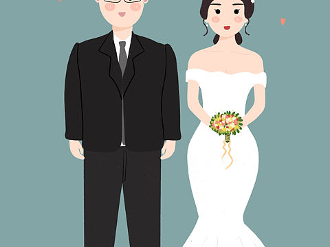 最近结婚的朋友好多啊，来找我画结婚照吧（个人主页-ZMzM2MzgwMjA=） - 创作习作 - 站酷设计师简单D画原创素材 - 站酷ZCOOL