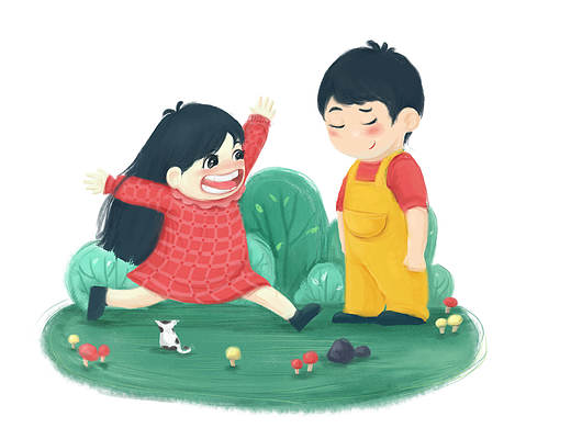 可爱场景插画/儿童节快乐