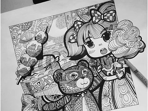 线描画 星期天