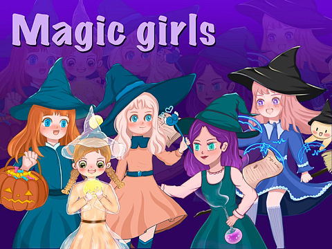 文创插画，魔法部的女孩们集合啦！