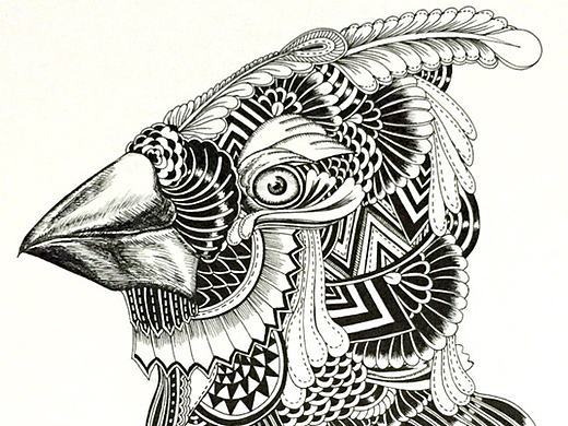 黑白插画作品