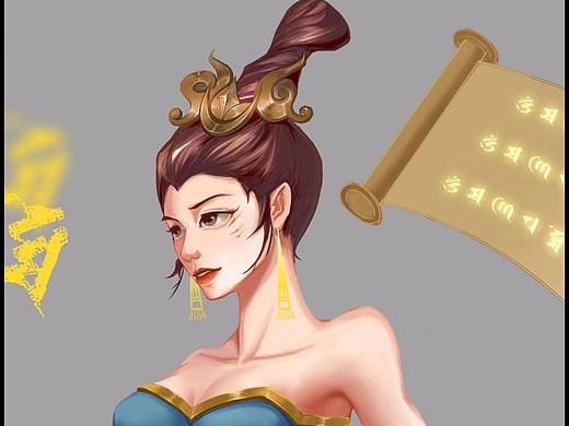 敦煌少女游戏原画立绘（个人主页-ZNTAwMTkzMjA=） - 游戏原画 - 站酷设计师吕大锤手工铺原创素材 - 站酷ZCOOL