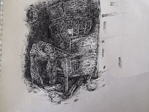 静物素描 钢笔画 黑白插画