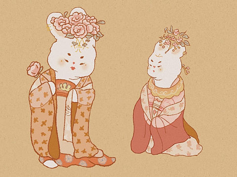 古代仕女画 兔兔版 簪花仕女图