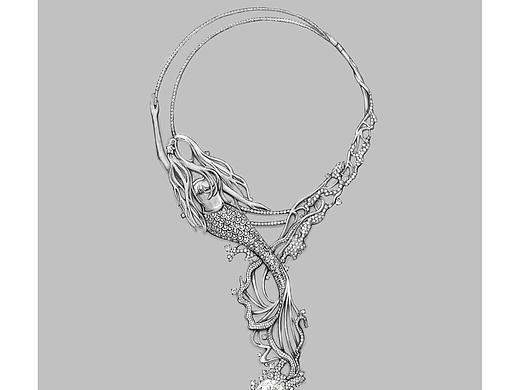 原創作品:《鏡花水月》珠寶藝術創作手繪