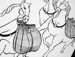  二：种茶 采茶 运茶   白描