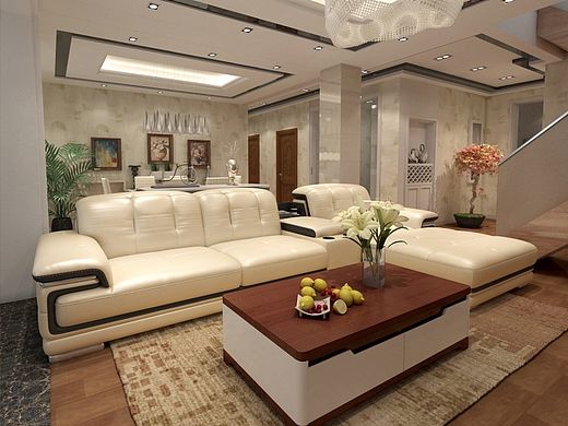 3D家具效果图展示--真皮沙发设计，家居