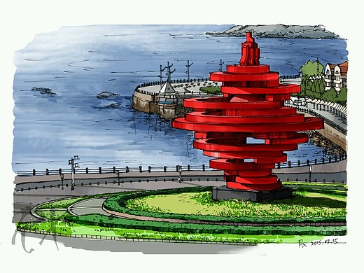 【手绘风景明信片】青岛五月的风