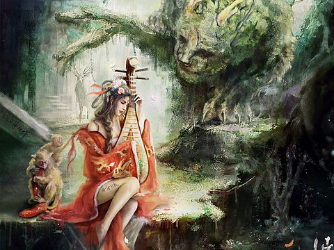 原创CG插画《红颜》