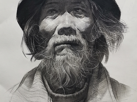 素描老人头像