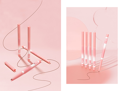 稚优泉唇线笔 少女 清新 美妆产品摄影