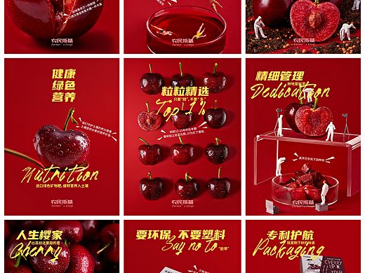 水果海报排版设计—樱桃车厘子|荔枝|蓝莓|春见
