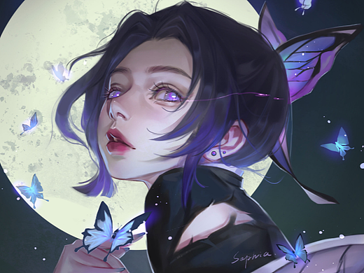 插画喵-sophia老师作品（ipad厚涂人物头像风格）