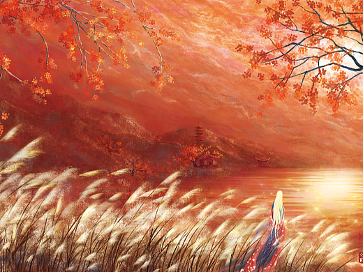 夕照红
