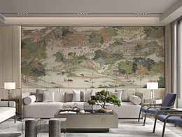 艾嘉利手绘丝印壁画