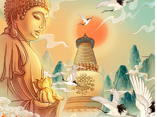 佛教文化文创插画