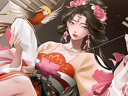 【三國(guó)殺|插畫】薛靈蕓皮膚設(shè)計(jì)-蜀繡