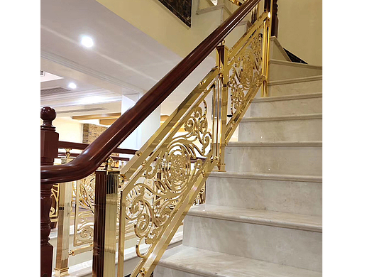 喜欢时尚潮流镂空铝艺楼梯雕刻K金护栏