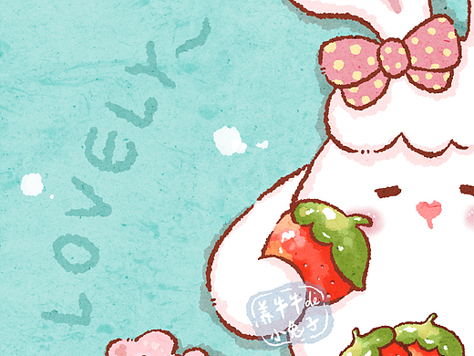 原创插画 | lovely~草莓兔兔 | 壁纸背景