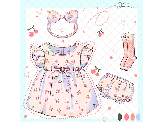 插畫——第三天打卡（公主裙套裝）（個人主頁-ZNTkyODg0Njg=） - 繪本 - 站酷設(shè)計師崽崽Ava原創(chuàng)素材 - 站酷ZCOOL