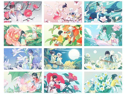 《与云游之访花记》十二花神汉服主题系列动态插画