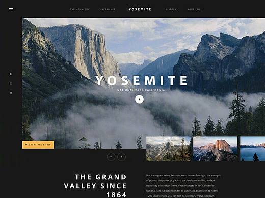 YOSEMITE網(wǎng)站頁面（旅游）（個人主頁-ZMjQ0MTEyMzY=） - 其他網(wǎng)頁 - 站酷設計師灰葉森林原創(chuàng)素材 - 站酷ZCOOL