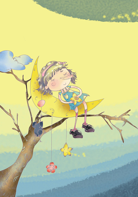 月亮船——儿童插画