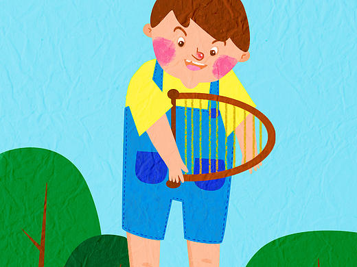 拿mini竖琴的小男孩