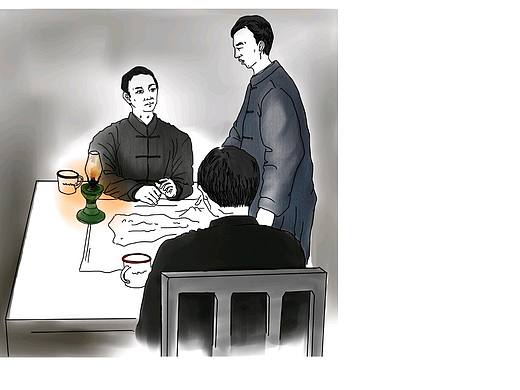 第一次使用手绘板,绘画有关抗日,解放时期的场景图。