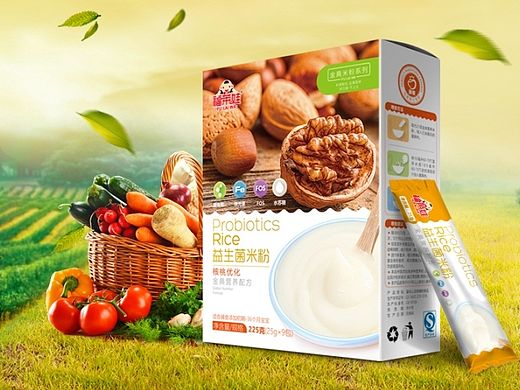 福莱娃小米蒸研/益生菌米粉包装设计