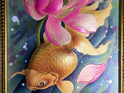 皮雕画—美丽的金鱼