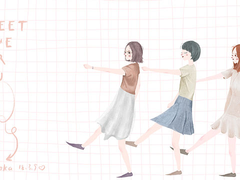 给三姐妹画的日常人物插画~算是小练习~