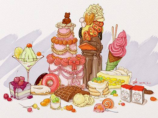 甜品集（个人主页-ZNjAxMTUyNjA=） - 创作习作 - 站酷设计师ZH李霁月原创素材 - 站酷ZCOOL
