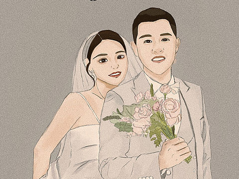 婚纱照插画