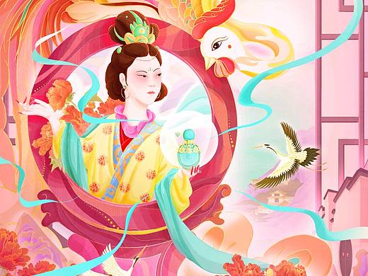 国风插画#花西子#化妆品商业插画#国风美妆