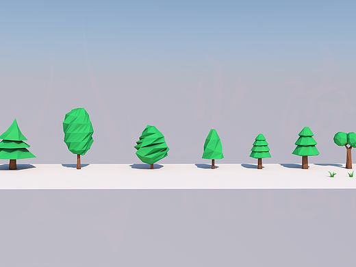 简单低面多边形风格树