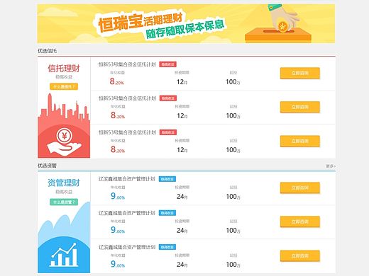 理财频道 频道页 金融类网页 首页 列表页 详情页