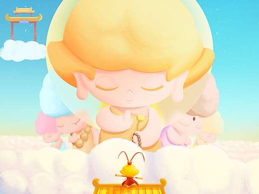 泡泡玛特DIMOO大闹天宫插画