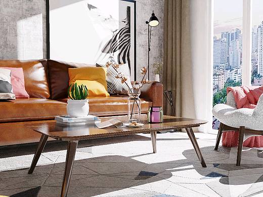 Keyshot场景渲染北欧风室内沙发组合