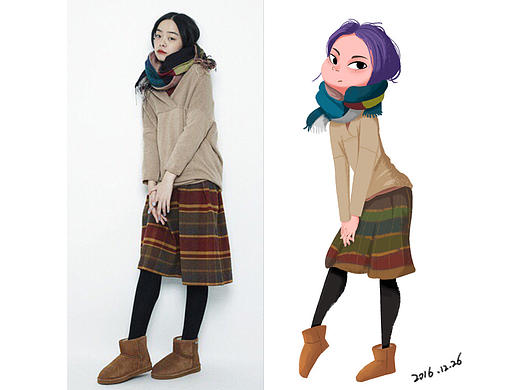 女孩1（个人主页-ZMTk2NTE3NTY=） - 商业插画 - 站酷设计师被驯养的猫原创素材 - 站酷ZCOOL