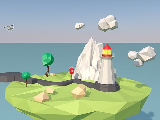 C4D-Low-Ploy低边场景