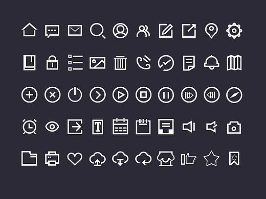 50个 icon 线性 图标（2像素）