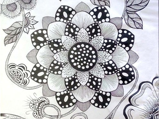 以前画的黑白装饰画 三联画